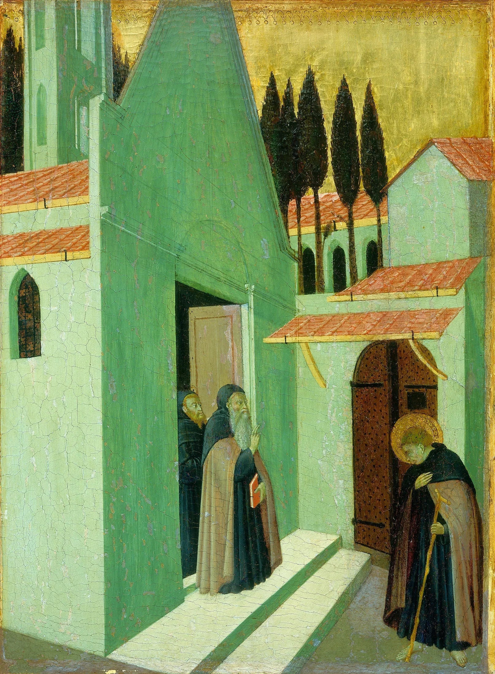 Saint Antoine quitte son monastère - Master of the Osservanza image 1 copie de tableau peinte à la main