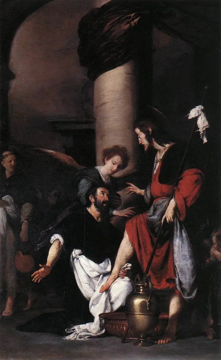 Saint Augustin lavant les pieds du Christ - Bernardo Strozzi image 1 reproduction artisanale de tableau