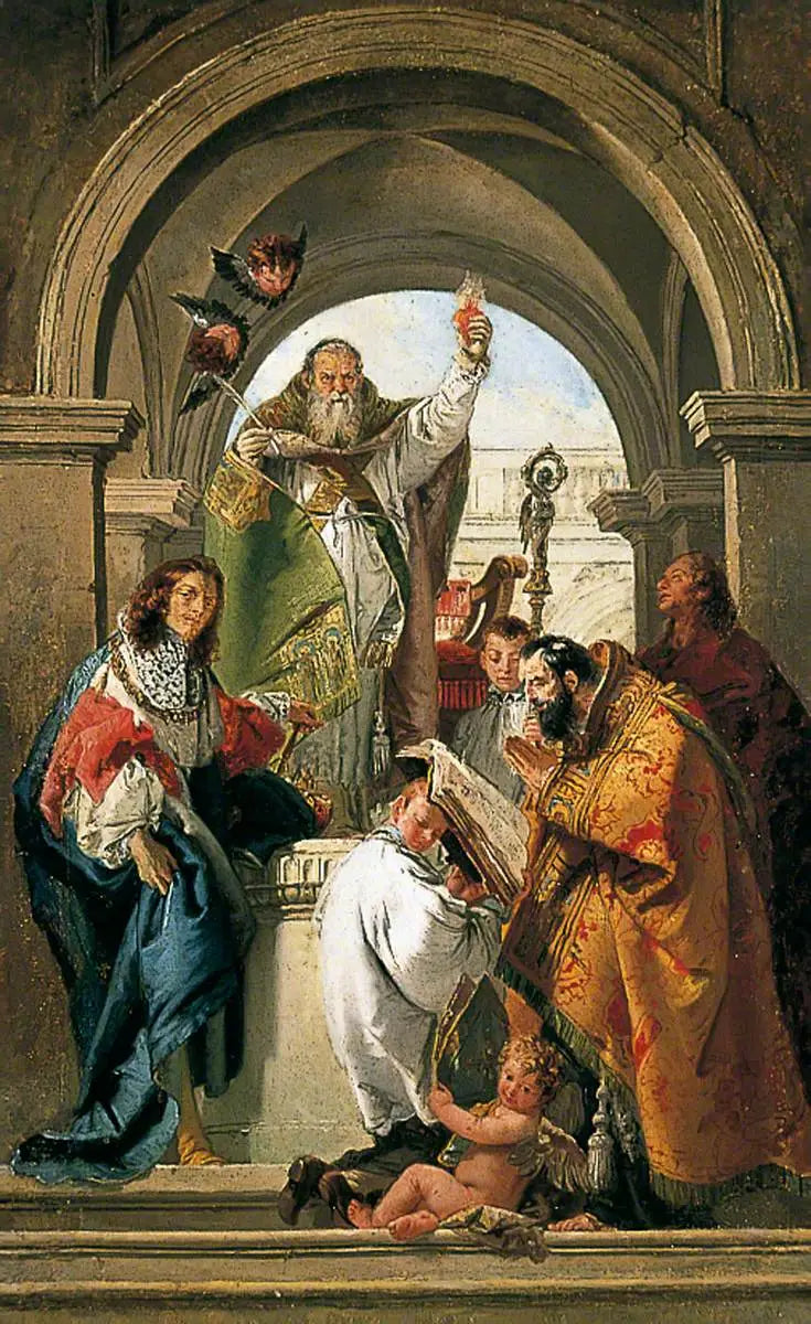 Saint Augustin, Saint Louis de France, Saint Jean l'Évangéliste et un Saint évêque - Giovanni Battista Tiepolo image 1 tableau peint à l’huile sur toile