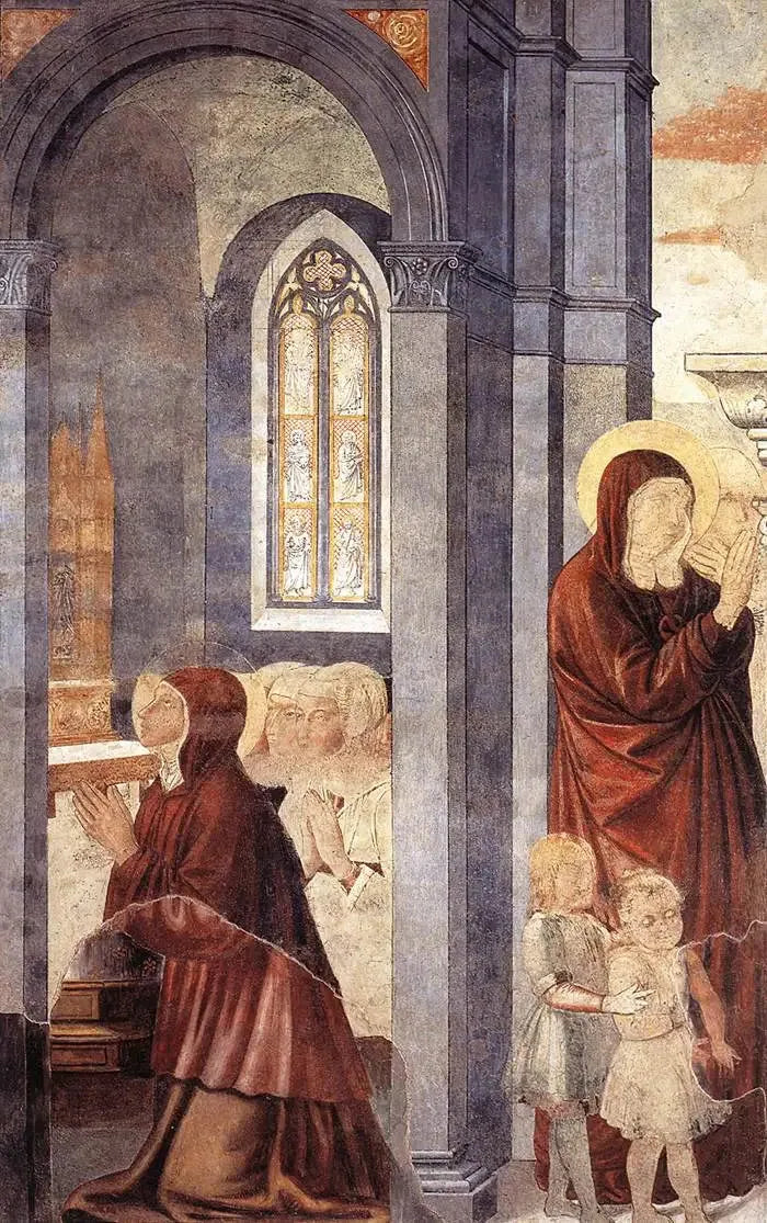 Saint Augustin quittant sa mère (scène 3, mur est) - Benozzo Gozzoli image 1 reproduction artisanale de tableau