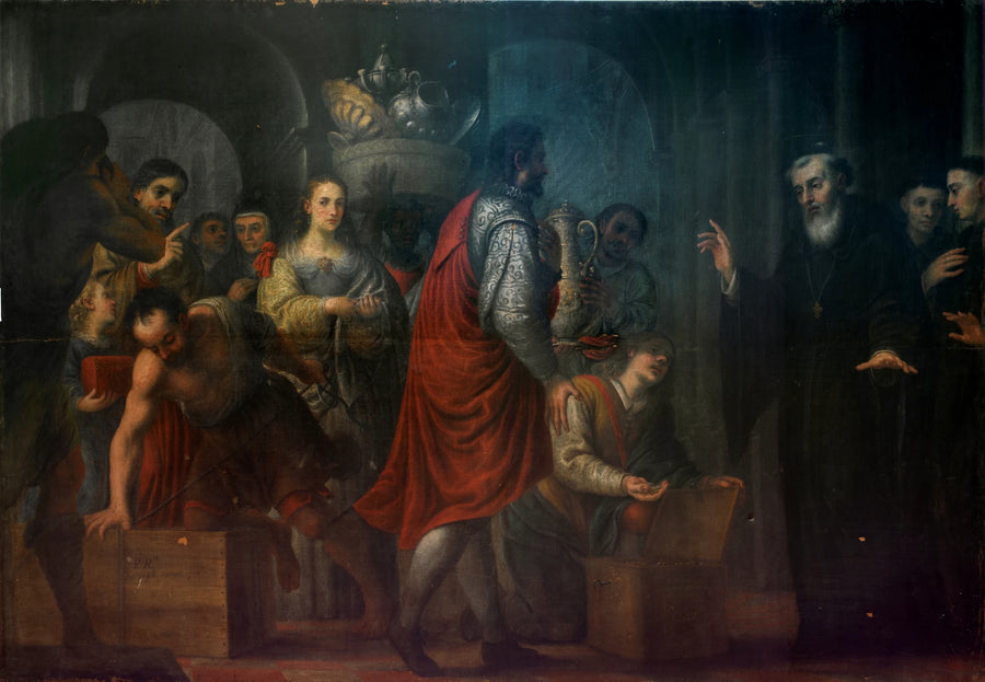 Saint Augustin reçoit les dons des riches pour les donner aux pauvres - José García Hidalgo