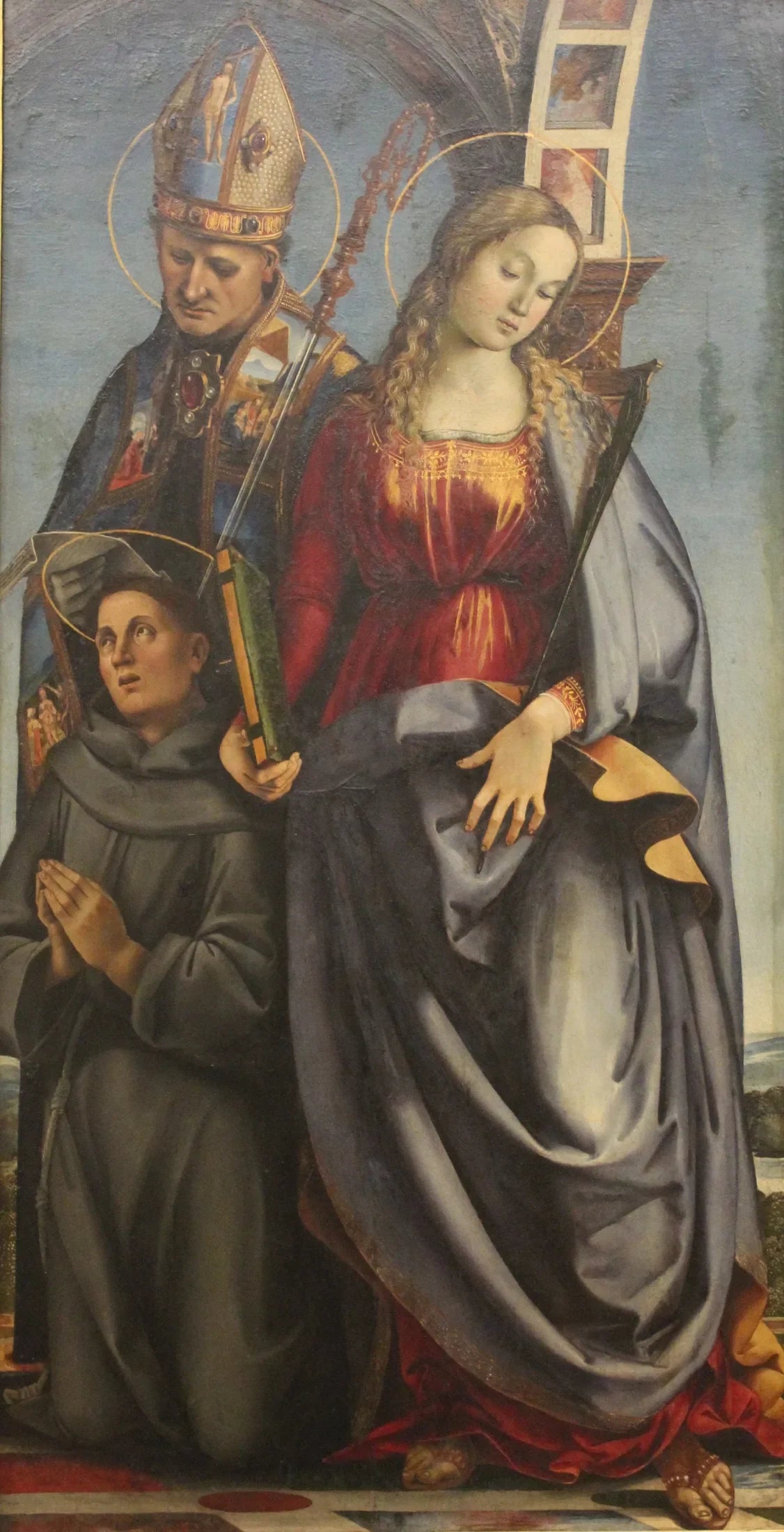 Saint Augustin, sainte Catherine d'Alexandrie et saint Antoine de Padoue - Luca Signorelli image 1 tableau peint à l’huile sur toile