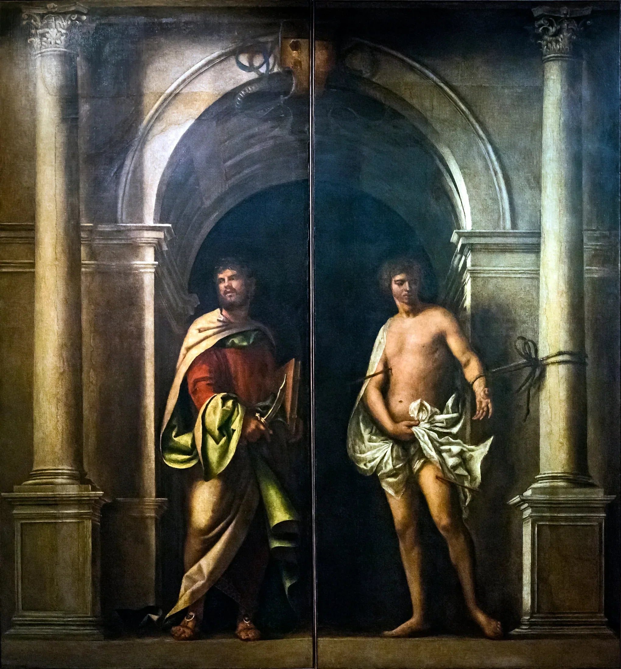 Saint Barthélemy et Saint Sébastien - Sebastiano del Piombo image 1 copie peinte à la main à l’huile