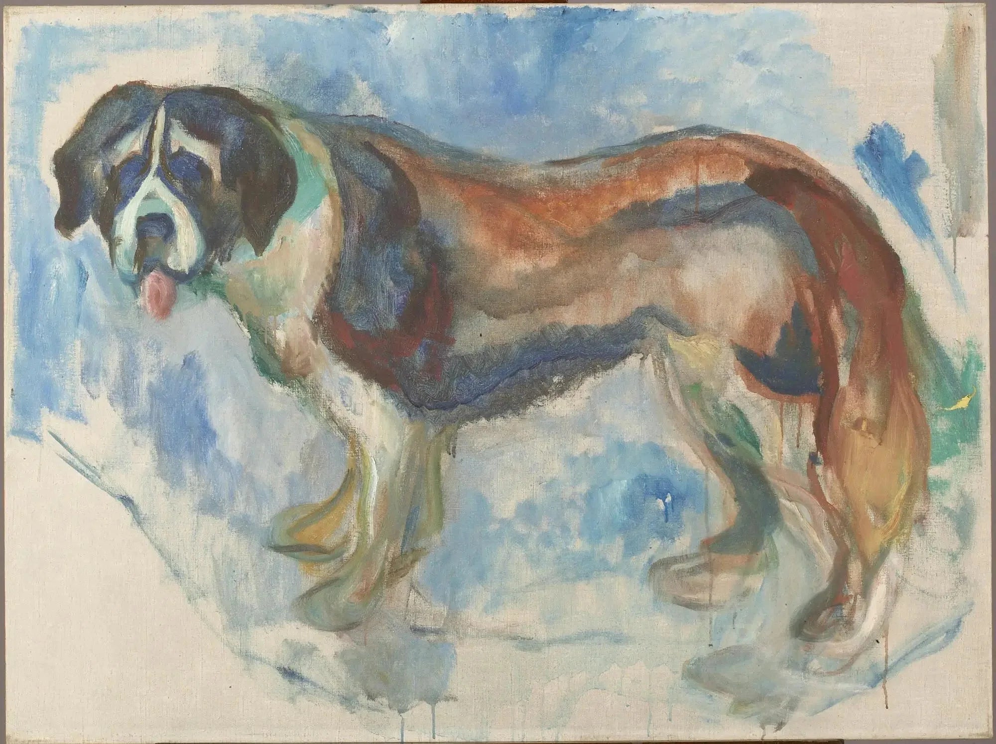 Saint-Bernard dans la neige - Edvard Munch image 1 copie de tableau peinte à la main