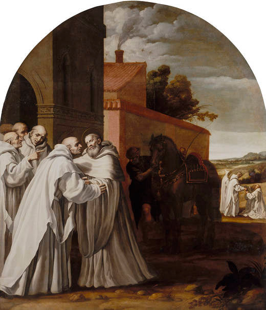Saint Bernard de Clarivaux rend visite à Guigo Ier à la chartreuse - Vincenzo Carducci image 1 tableau peint à l’huile sur toile