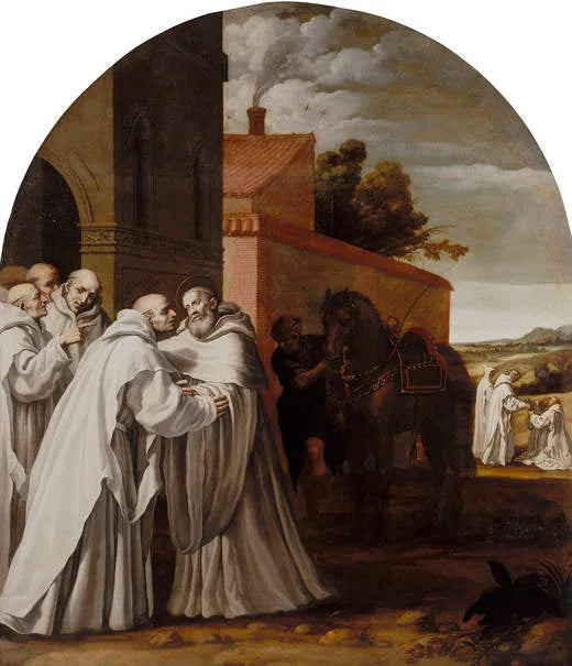 Saint Bernard de Clarivaux rend visite à Guigo Ier à la chartreuse - Vincenzo Carducci image 1 copie de tableau peinte à la main