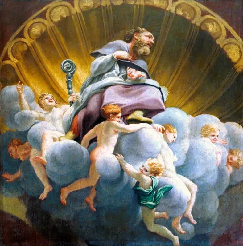 Saint Bernard entouré d'anges (copie de la fresque de la coupole de la cathédrale de Parme) - Antonio da Correggio image 1 reproduction de peinture à l’huile