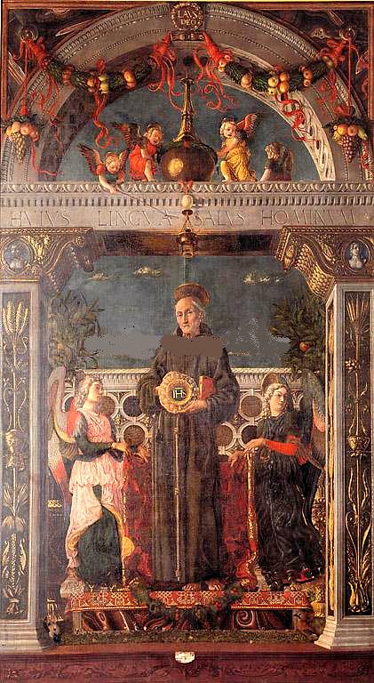 Saint Bernardin de Sienne et deux anges (Mantegna) - Andrea Mantegna image 1 copie de tableau peinte à la main