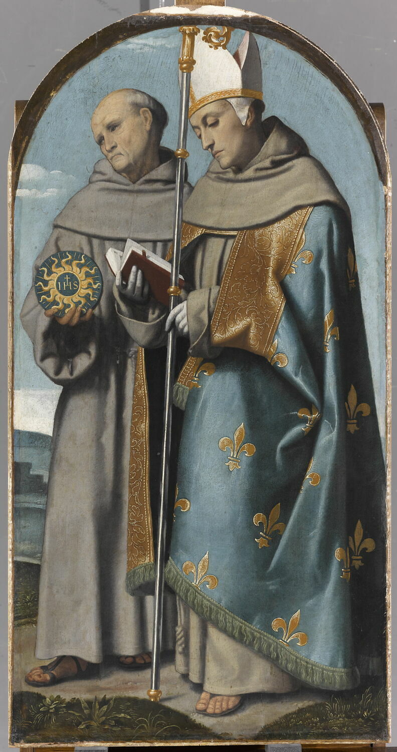 Saint Bernardin de Sienne et Saint Louis de Toulouse - Alessandro Bonvicino image 1 tableau peint à l’huile sur toile