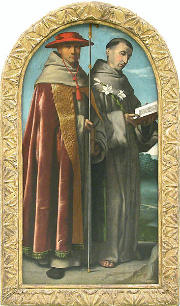 Saint Bonaventure et saint Antoine de Padoue - Alessandro Bonvicino image 1 reproduction artisanale de tableau