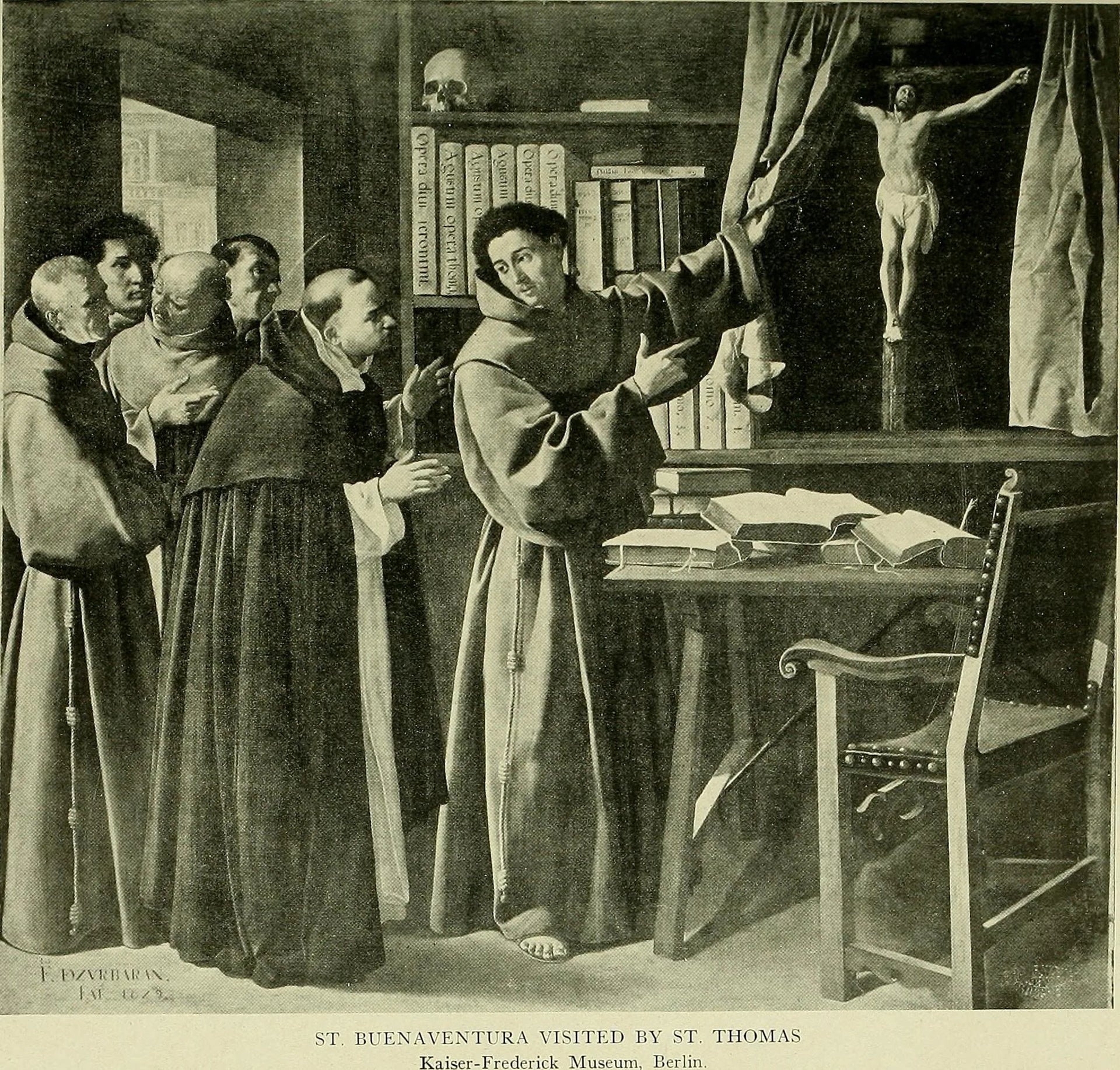 Saint Bonaventure et saint Thomas d'Aquin devant le Crucifix - Francisco de Zurbarán image 1 reproduction artisanale de tableau