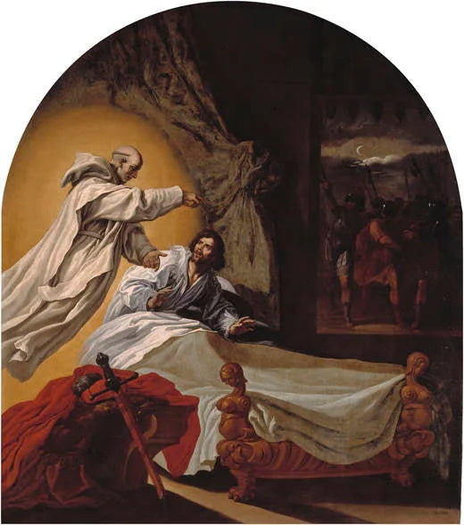 Saint Bruno apparaît à Rogerio Guiscardo, comte des Pouilles et de Calabre - Vincenzo Carducci image 1 reproduction artisanale de tableau