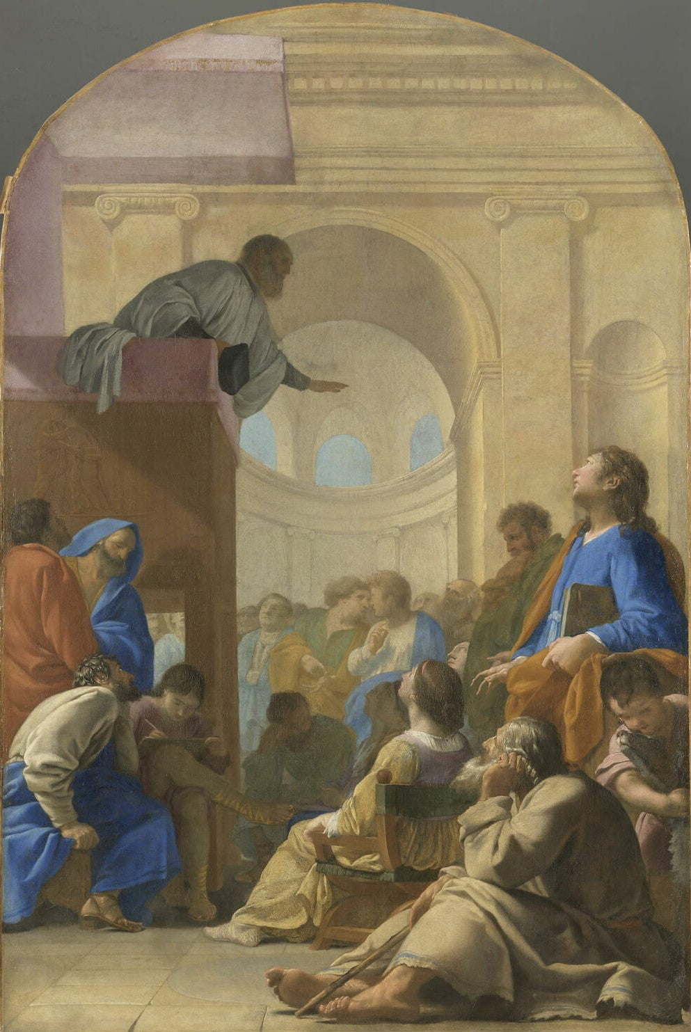 Saint Bruno assiste au sermon de Raymond Diocres - Eustache Le Sueur image 1 tableau peint à l’huile sur toile