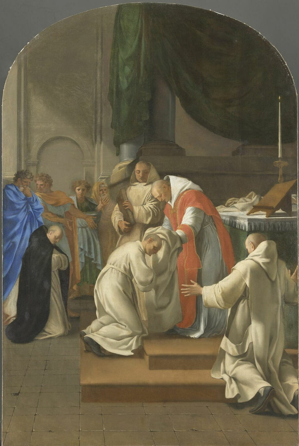 Saint Bruno donne l'habit à plusieurs personnes - Eustache Le Sueur image 1 copie peinte à la main à l’huile