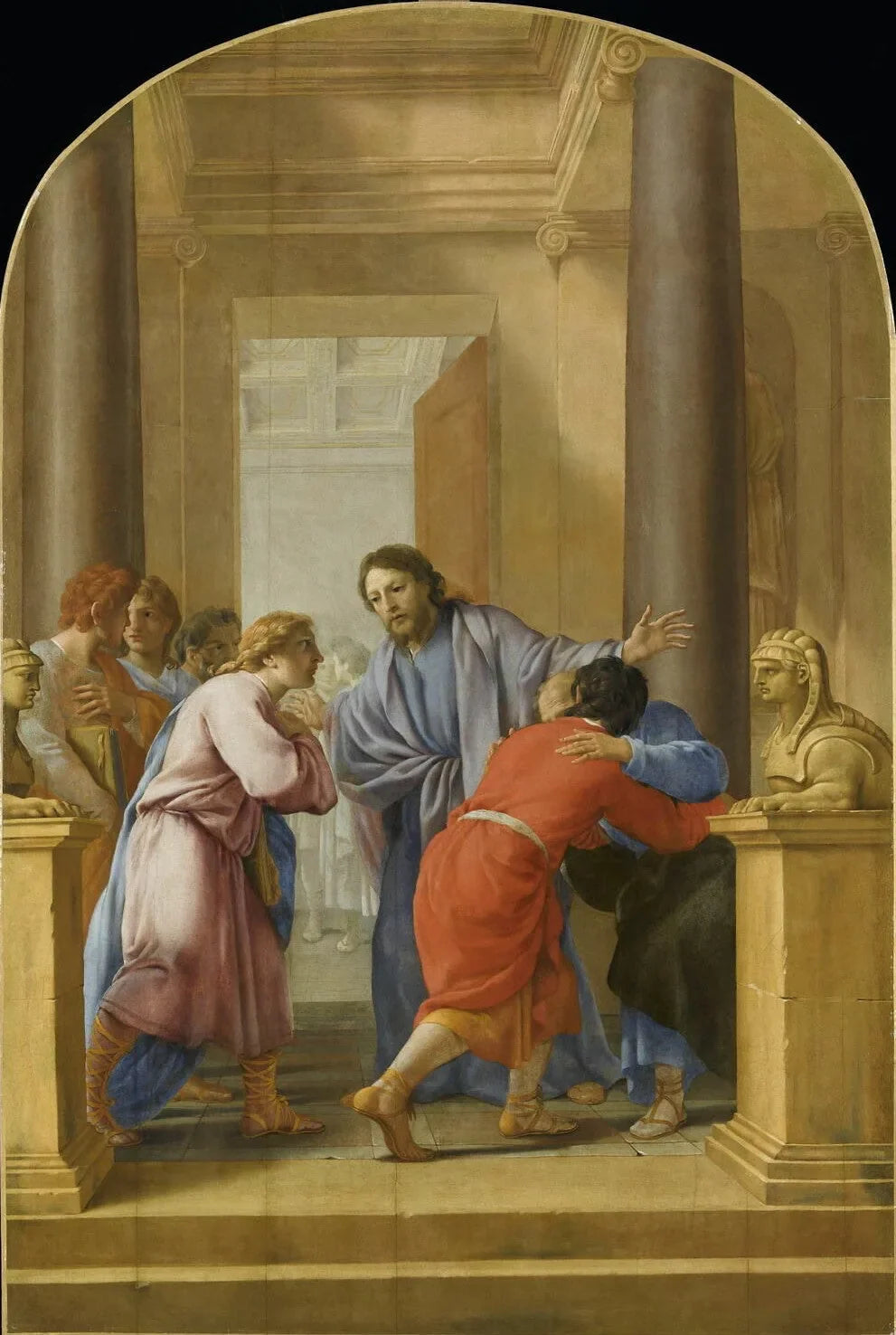 Saint Bruno engage ses disciples et ses amis à quitter le monde - Eustache Le Sueur image 1 copie de tableau peinte à la main