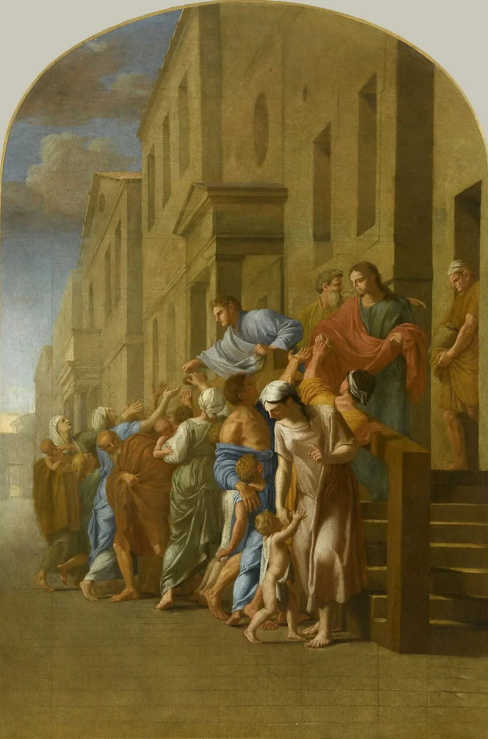 Saint Bruno et ses compagnons, avant de partir pour Grenoble, distribuent tous leurs biens aux pauvres - Eustache Le Sueur image 1 tableau peint à l’huile sur toile