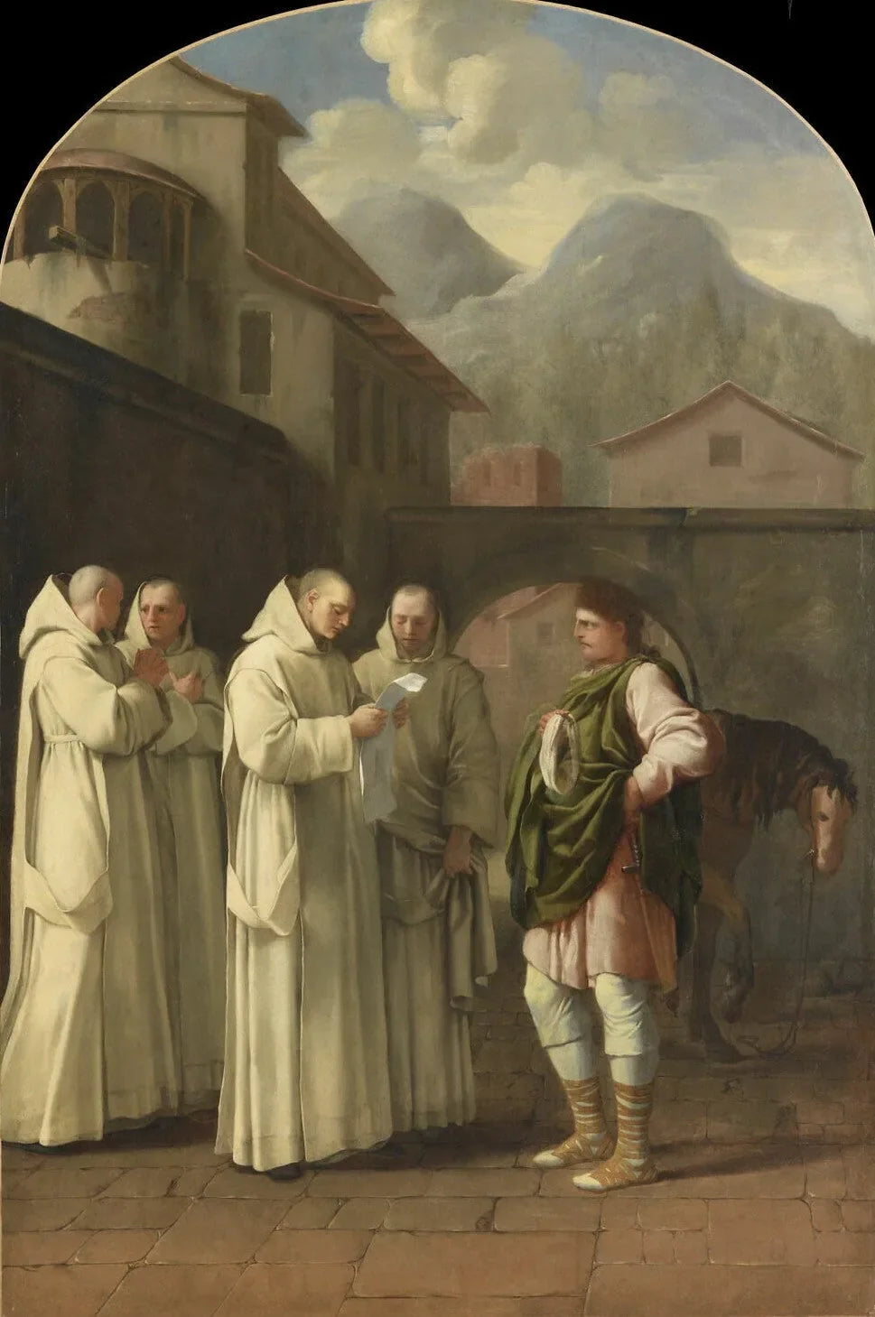 Saint Bruno reçoit un message du pape - Eustache Le Sueur image 1 reproduction artisanale de tableau