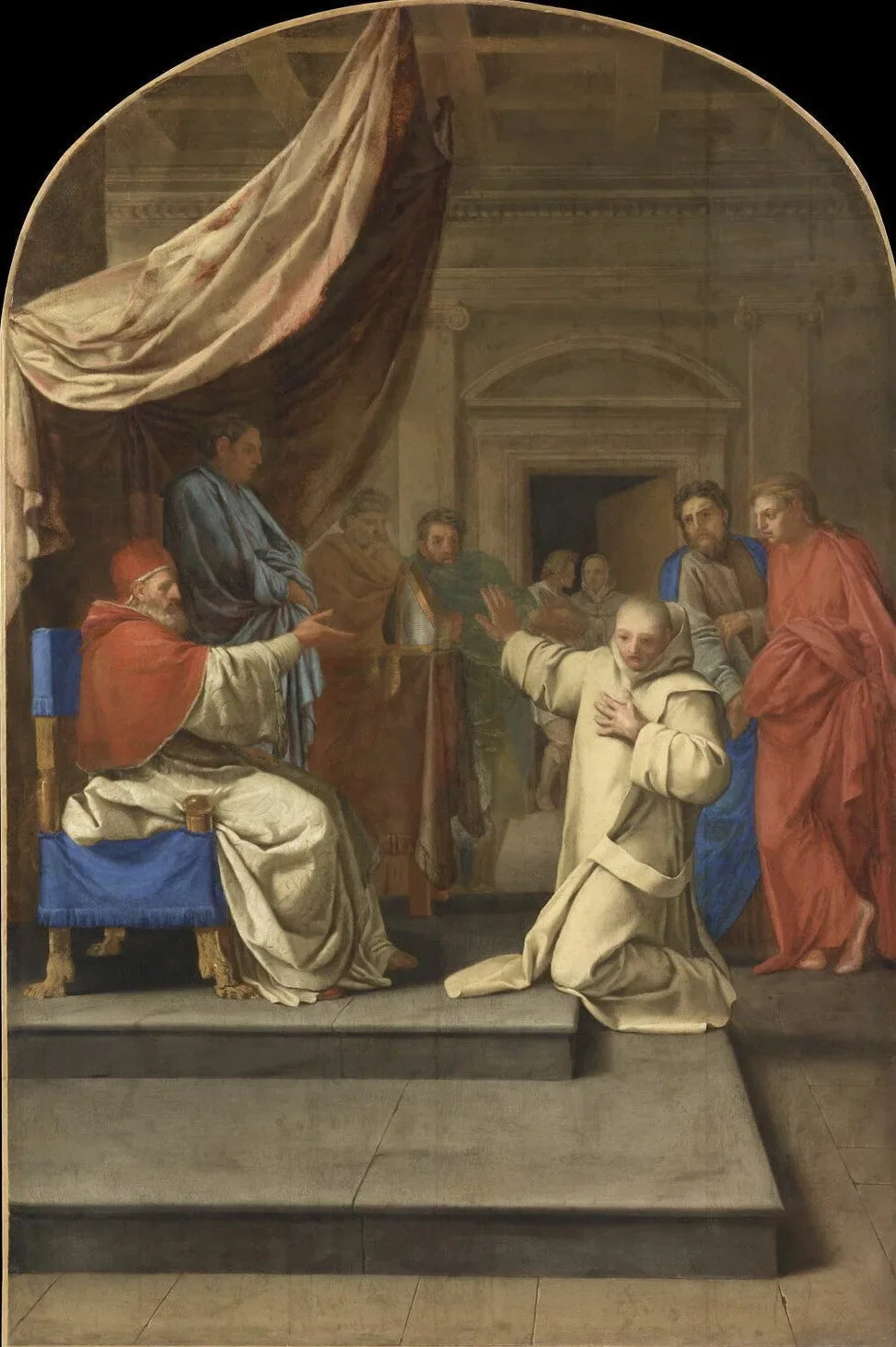 Saint Bruno refuse l'archevêché de Reggio que lui offre Urbain II - Eustache Le Sueur image 1 copie de tableau peinte à la main