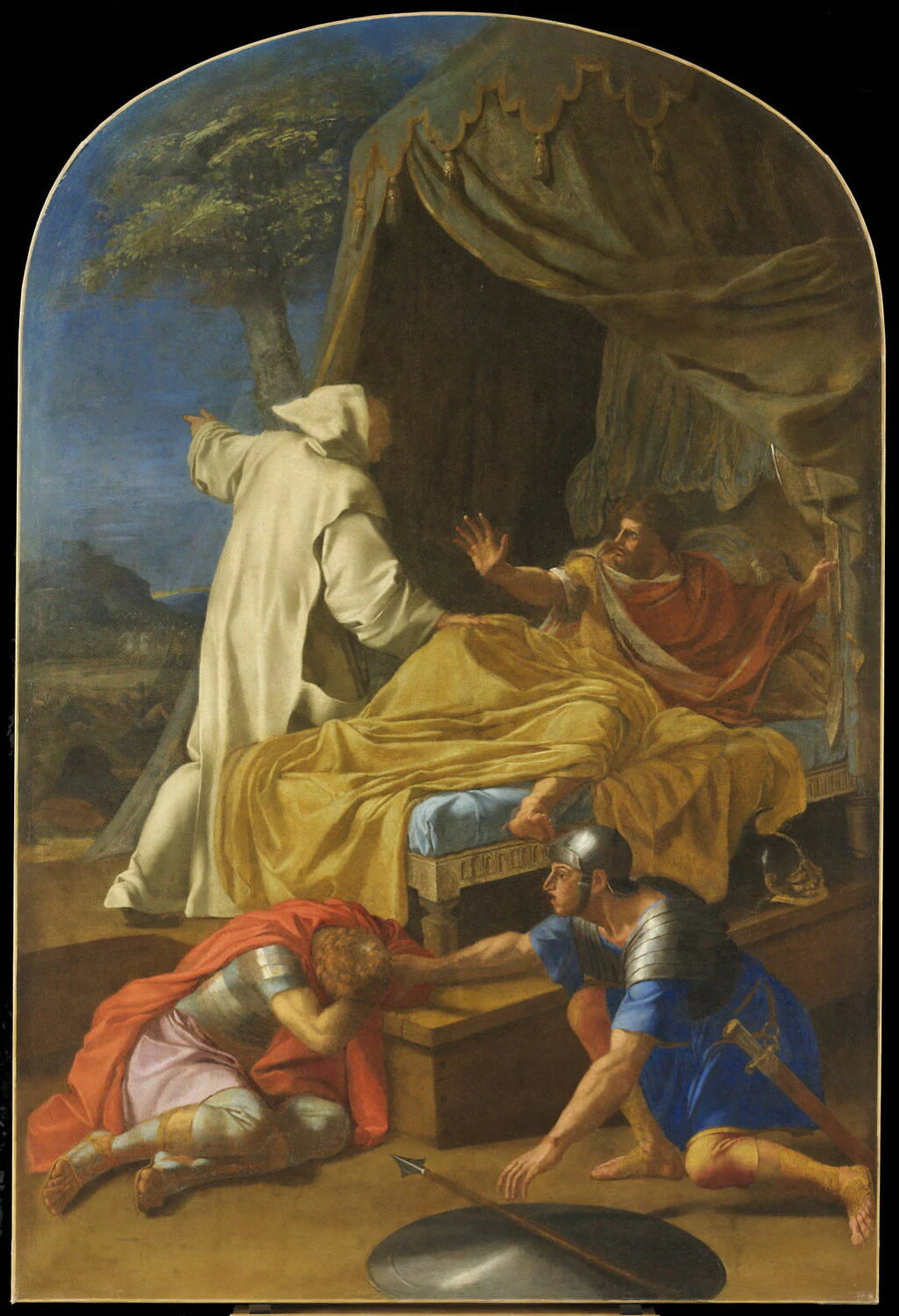 Saint Bruno révèle en songe au comte Roger une conspiration contre lui - Eustache Le Sueur