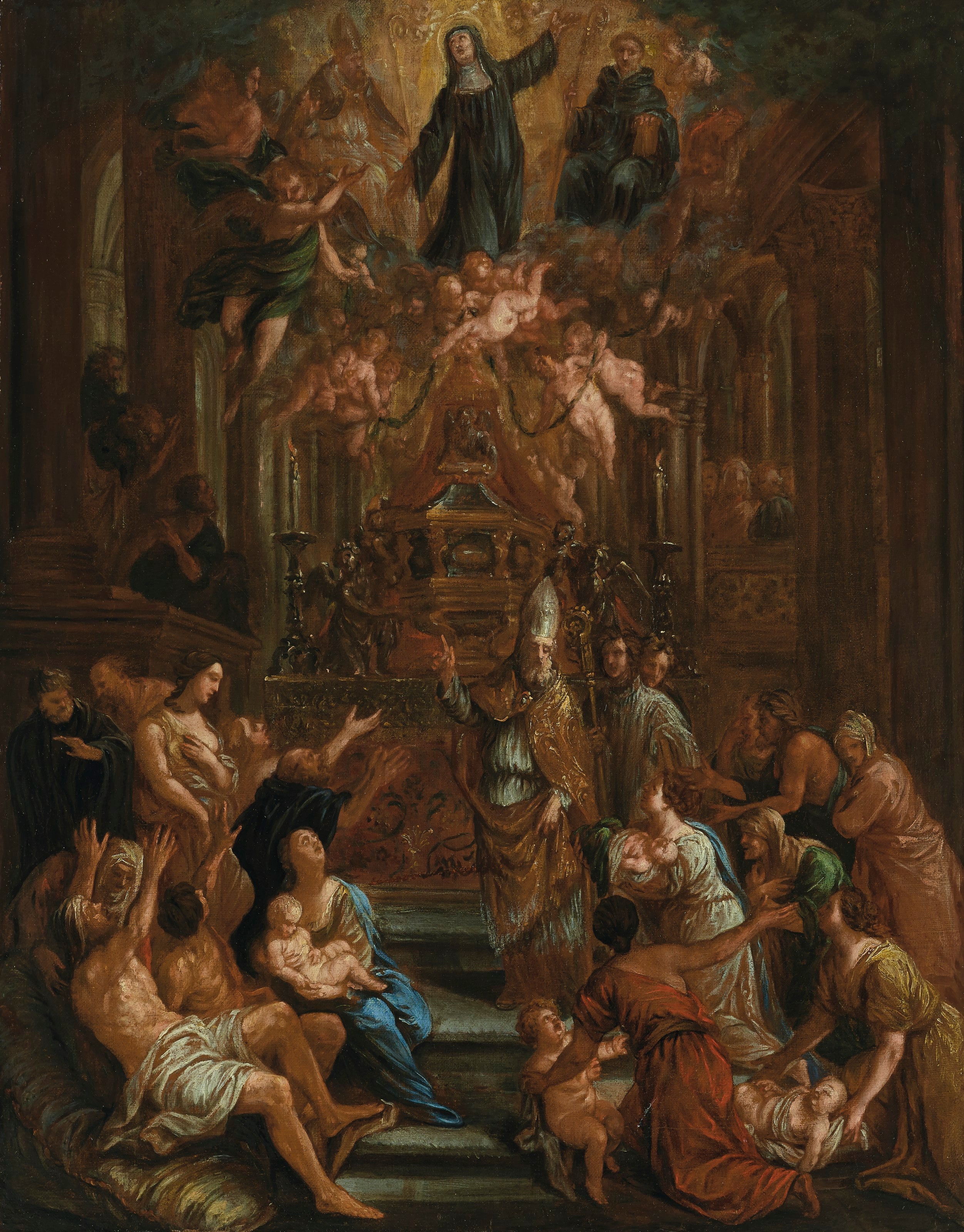 Saint Charles Borromée intercédant pour le pestiféré - Jacob Jordaens image 1 copie peinte à la main à l’huile