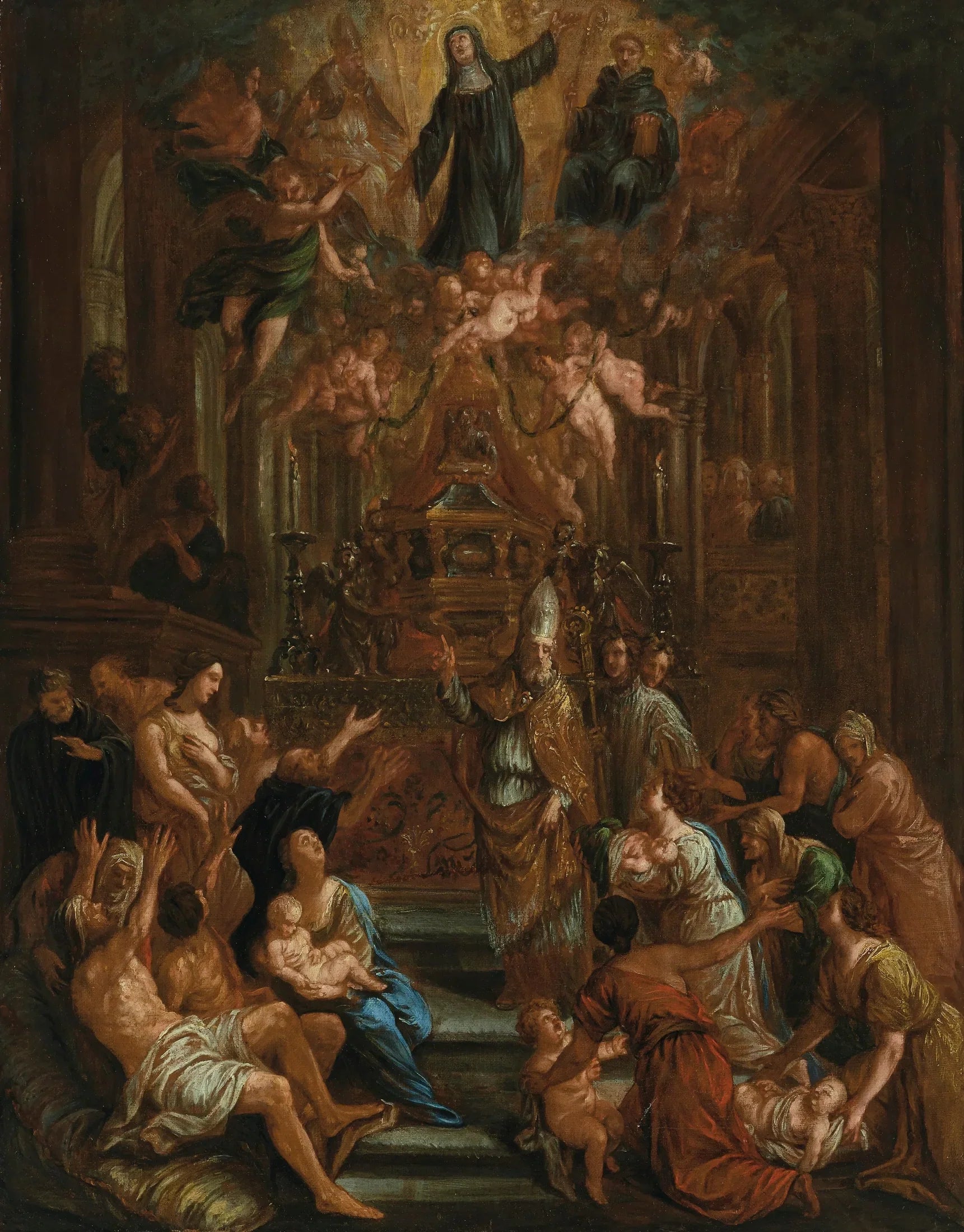 Saint Charles Borromée intercédant pour le pestiféré - Jacob Jordaens image 1 copie peinte à la main à l’huile