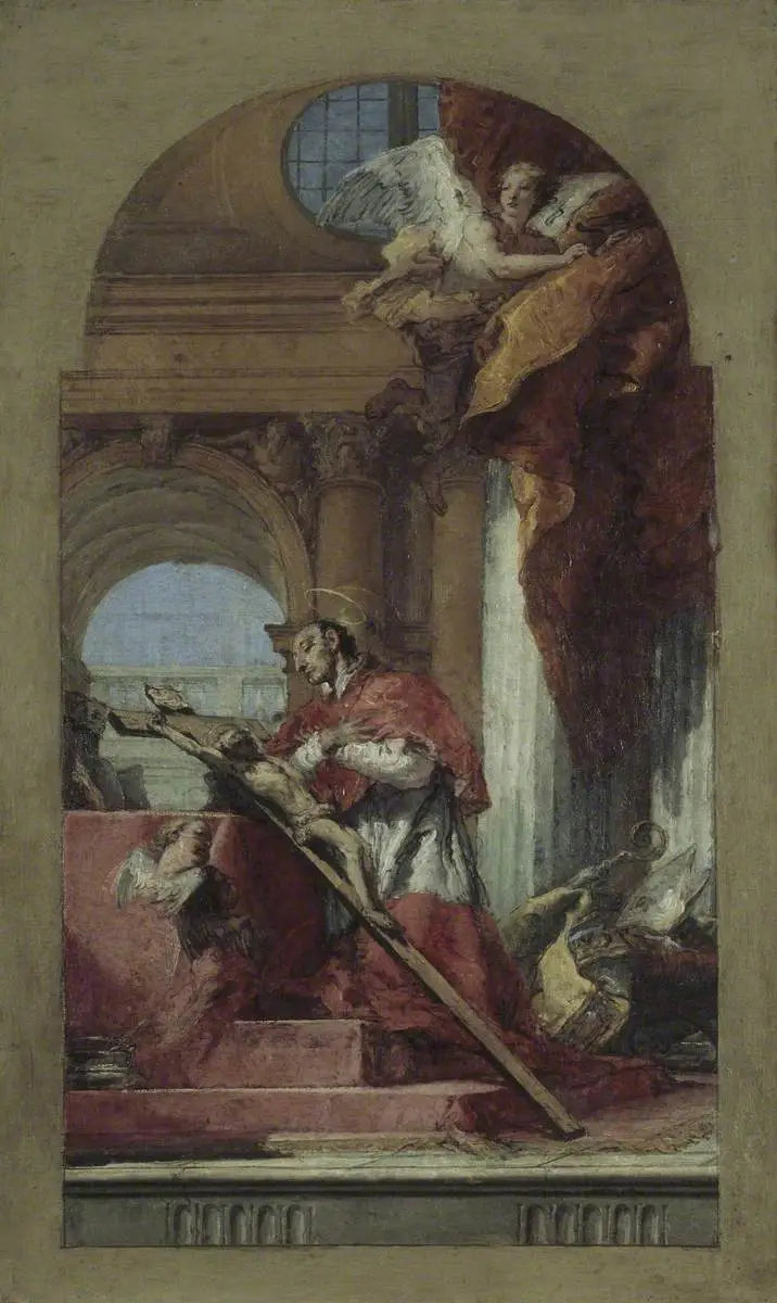 Saint Charles Borromée méditant sur le Crucifix - Giovanni Battista Tiepolo image 1 tableau peint à l’huile sur toile