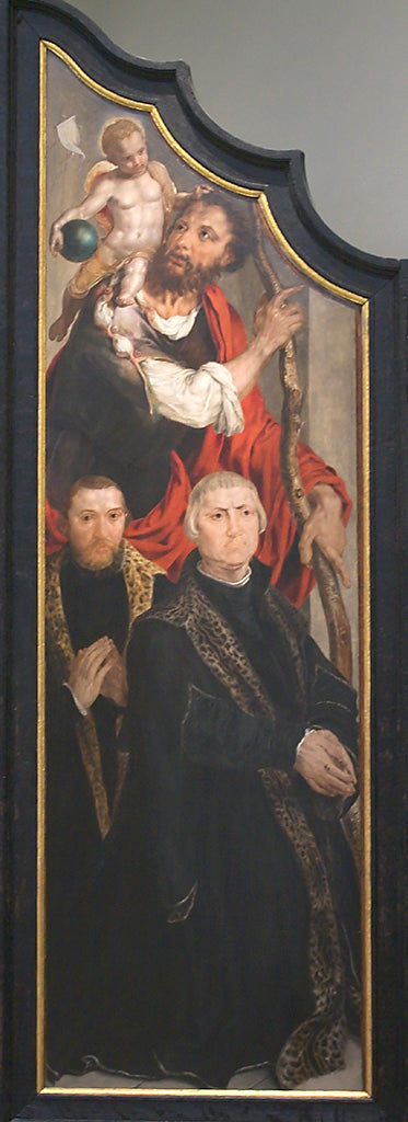 Saint Christophe avec des donateurs - Maarten van Heemskerck image 1 reproduction d’œuvre d’art à l’huile