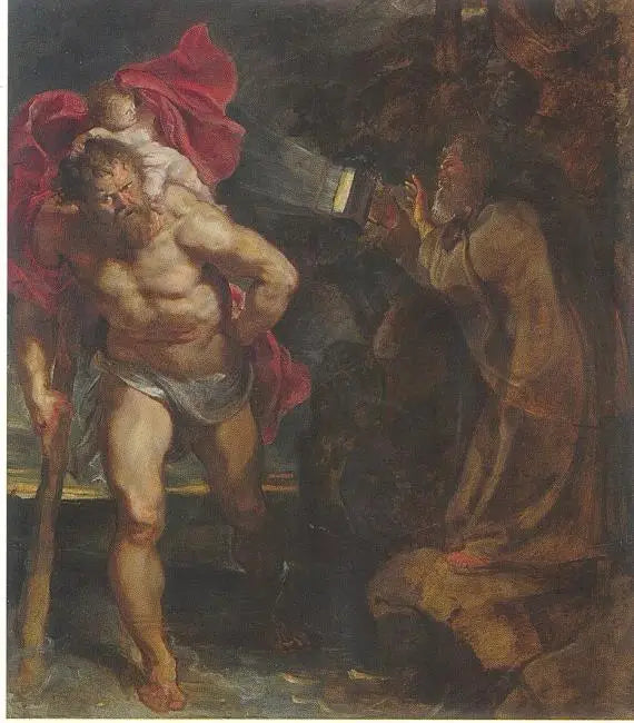 Saint Christophe et l'ermite - Peter Paul Rubens image 1 reproduction artisanale de tableau
