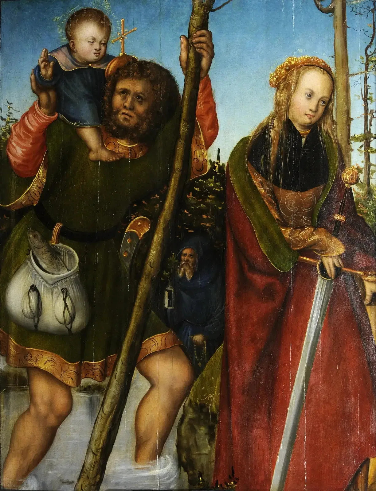 Saint Christophe et Sainte Catherine - Lucas Cranach the Elder image 1 tableau peint à l’huile sur toile