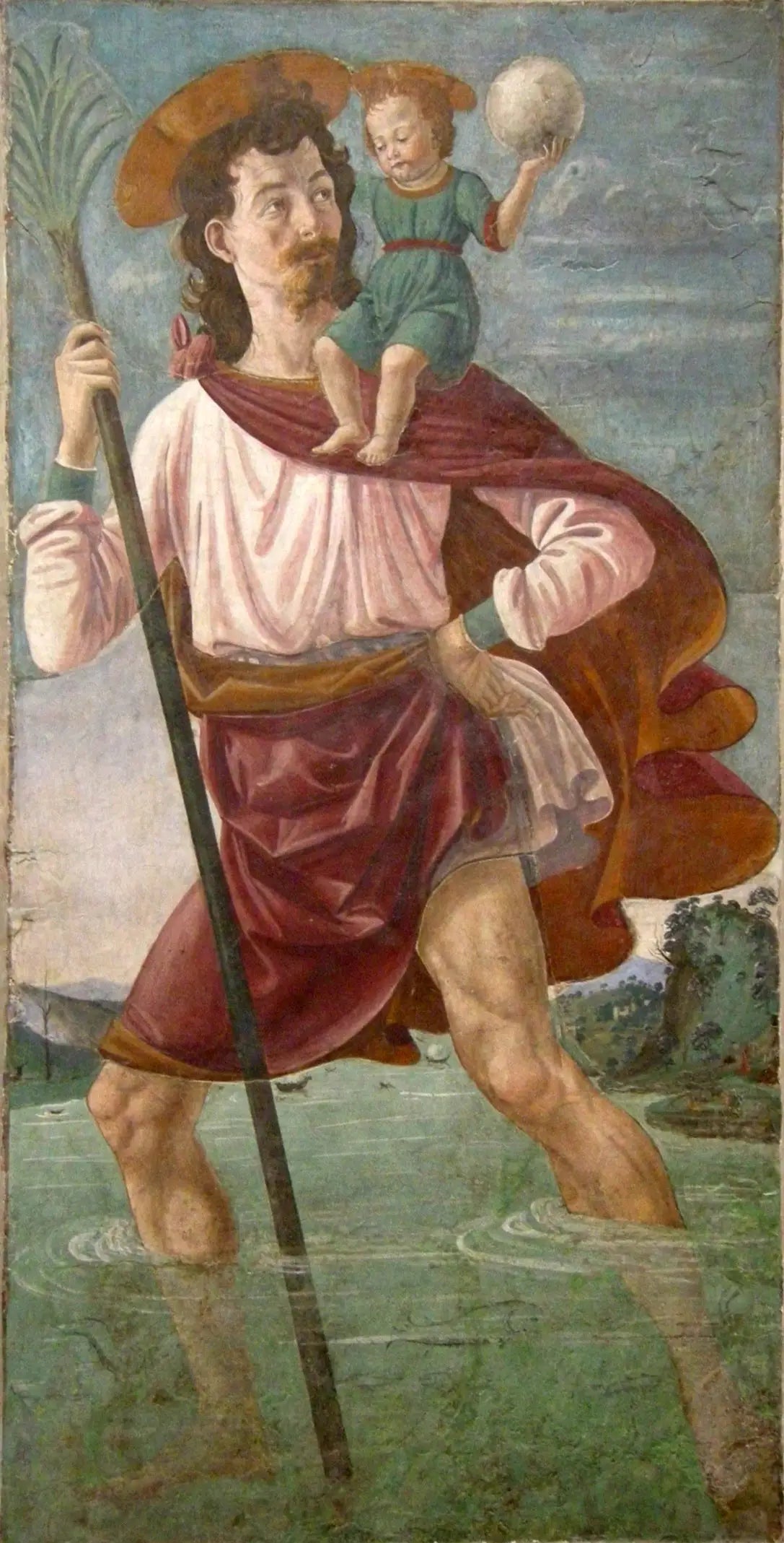 Saint Christophe portant l'Enfant Jésus - Domenico Ghirlandaio image 1 tableau peint à l’huile sur toile