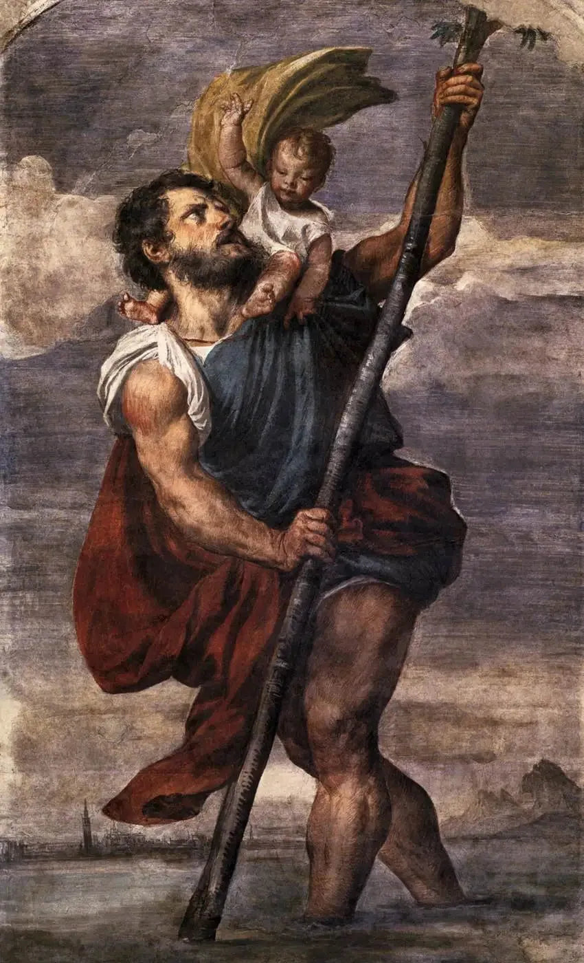 Saint Christophe - Titian image 1 copie peinte à la main à l’huile