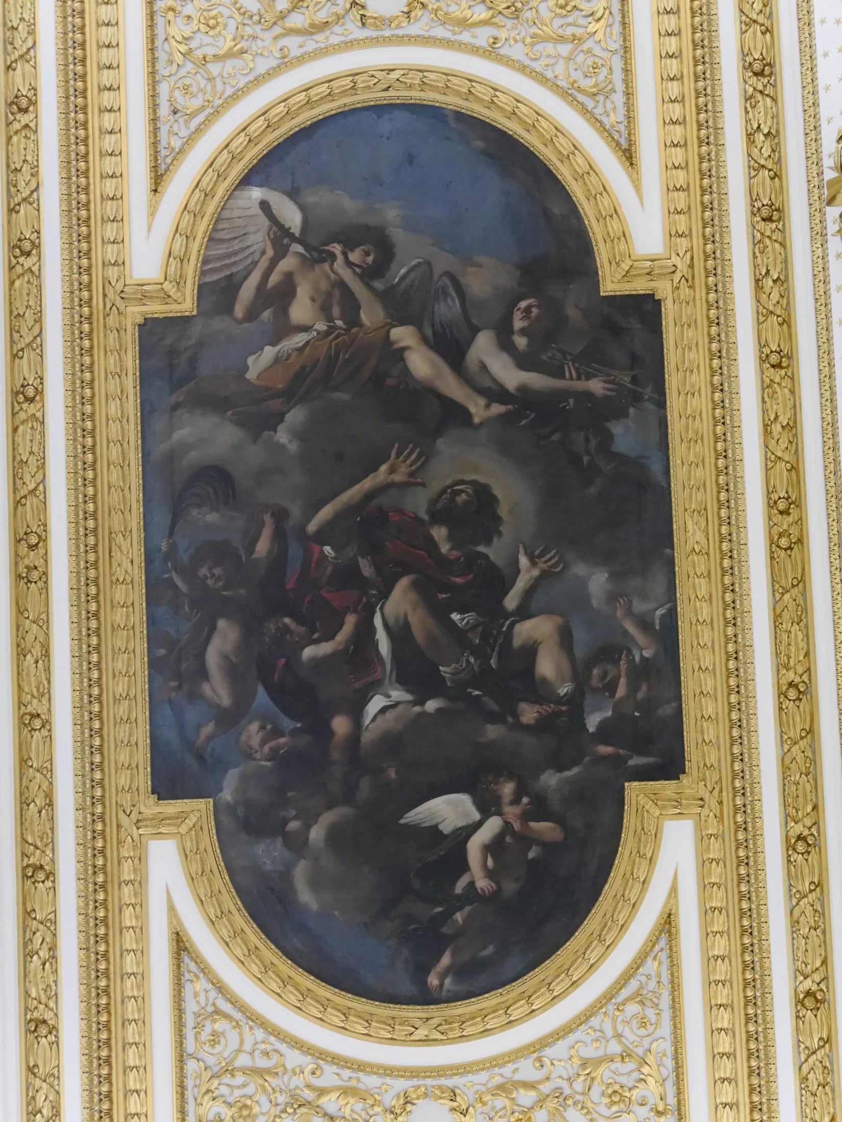 Saint Chrysogone porté au ciel par les anges - Guercino image 1 copie de tableau peinte à la main