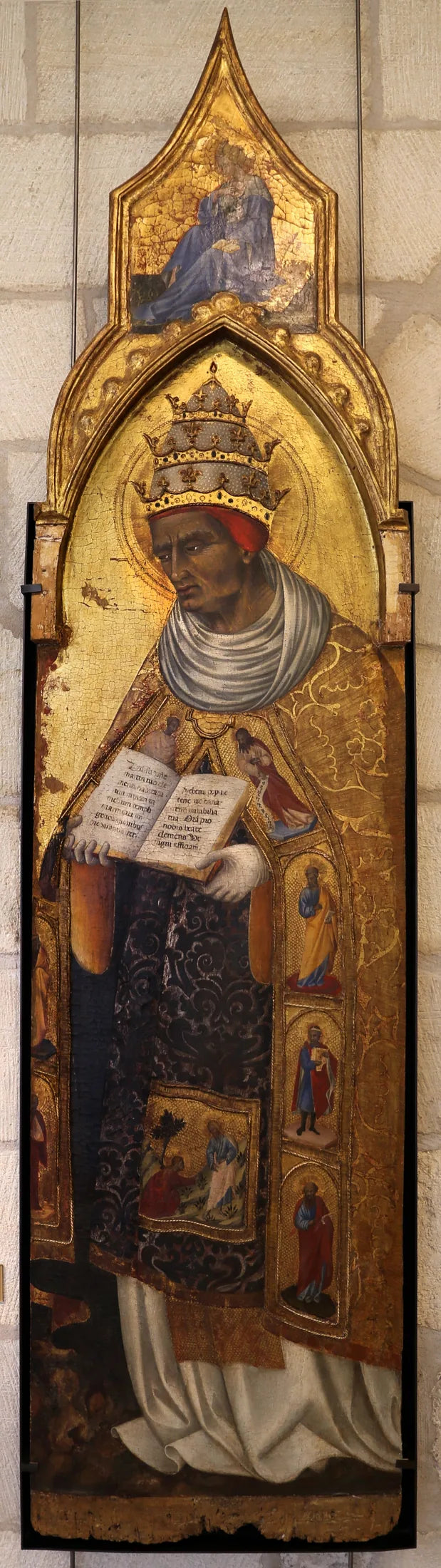 Saint Clément (au-dessus : La Vierge de l'Annonciation) - Giovanni di Paolo image 1 copie de tableau peinte à la main