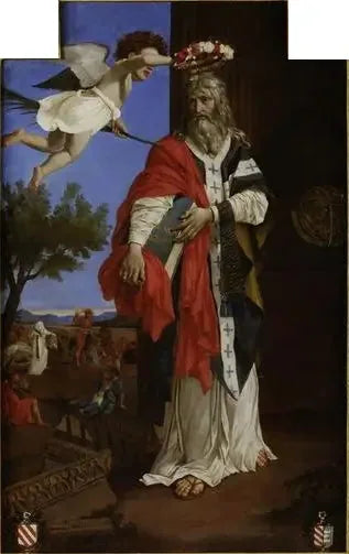 Saint Denys l'aréopagite couronnée par un ange - Nicolas Poussin image 1 reproduction artisanale de tableau