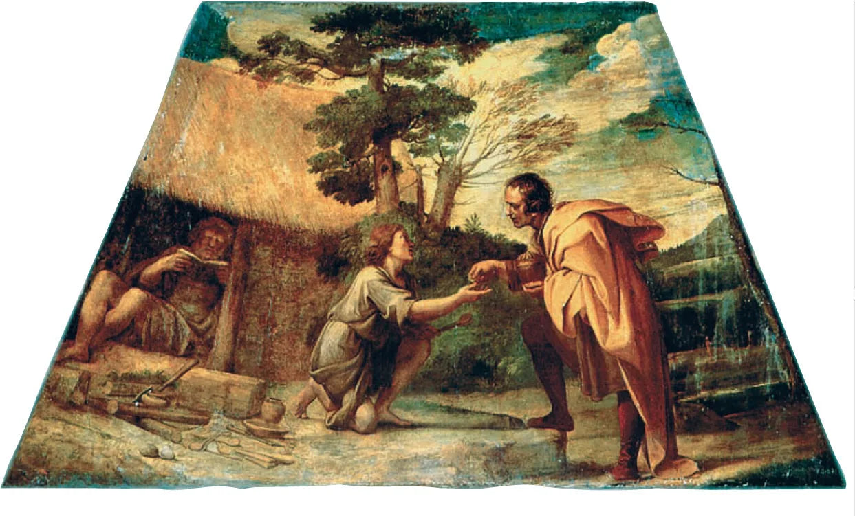 Saint Didaque d'Alcalá recevant l'aumône - Annibale Carracci image 1 copie de tableau peinte à la main