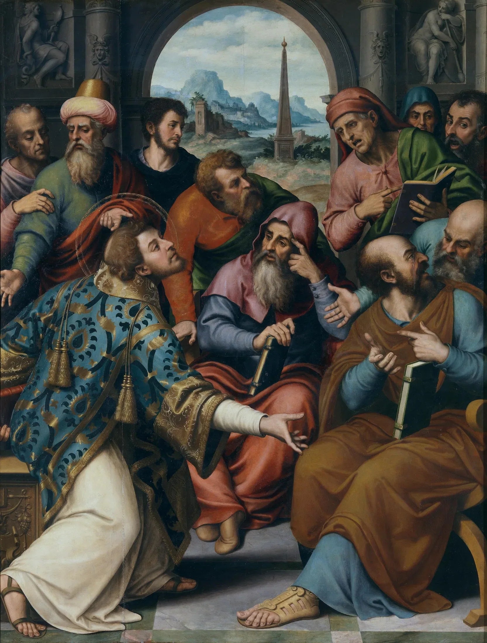 Saint Étienne à la synagogue - Juan de Juanes image 1 copie de tableau peinte à la main