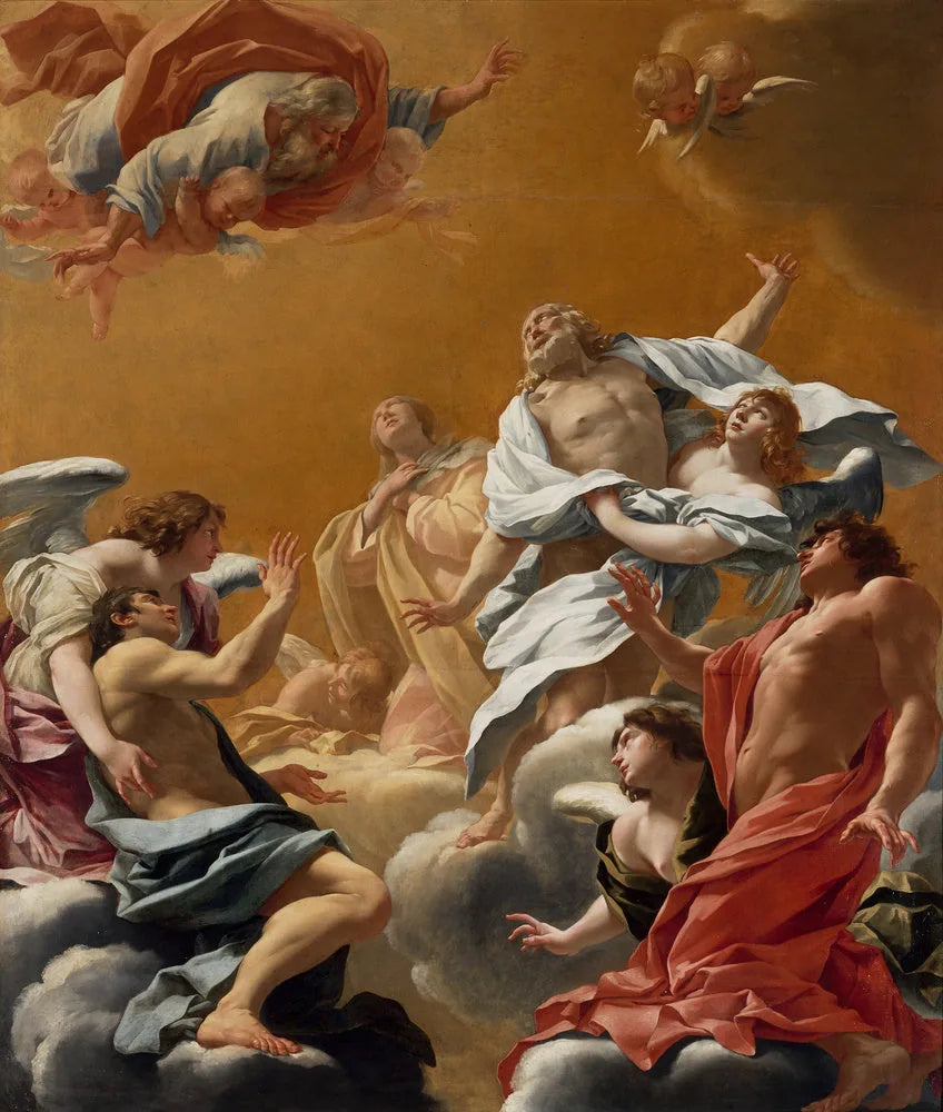 Saint Eustache et sa famille portés au ciel - Simon Vouet image 1 copie de tableau peinte à la main