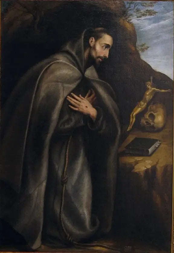 Saint François agenouillé en méditation - El Greco image 1 copie de tableau peinte à la main