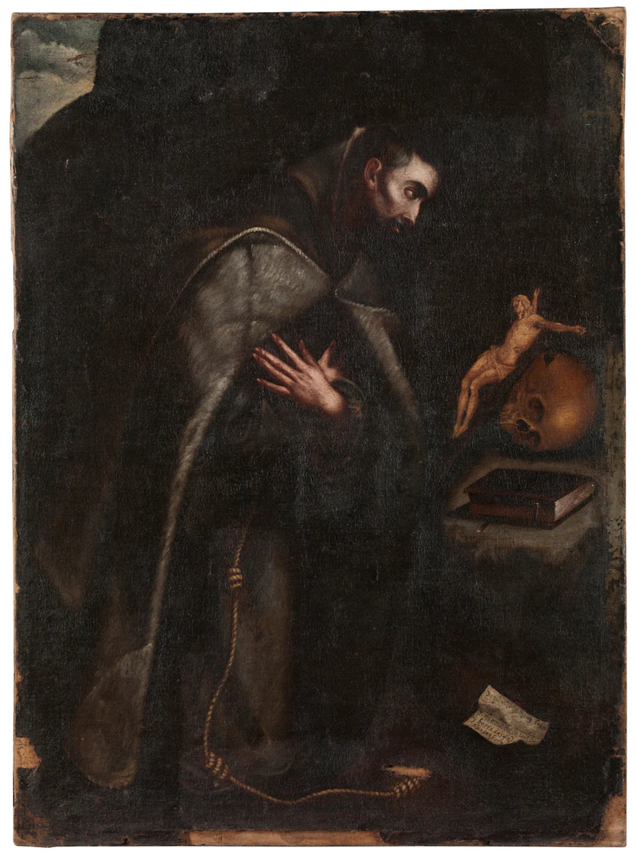 Saint François d'Assise agenouillé en méditation - Mariana de la Cueva Benavides y Barradas