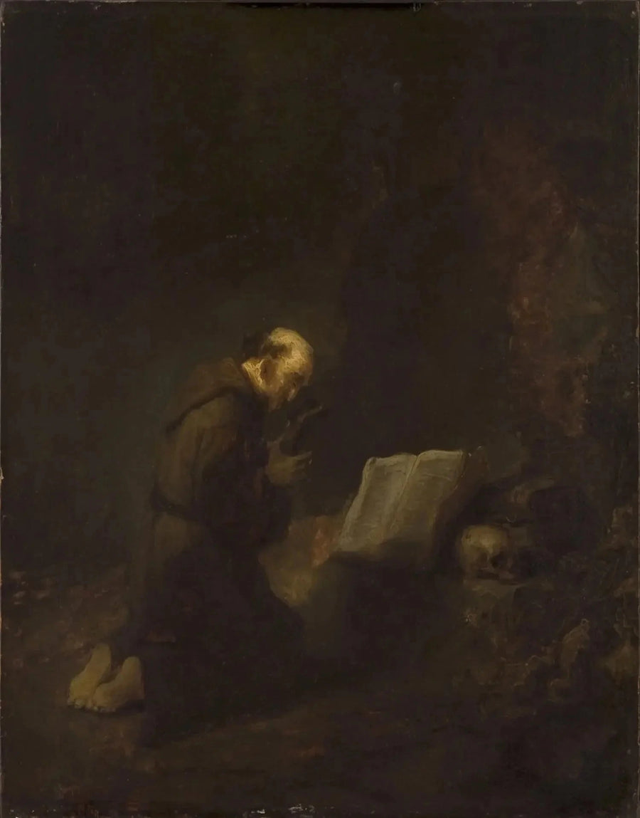 Saint François d’Assise en prière – d’après Rembrandt, XVIIe siècle