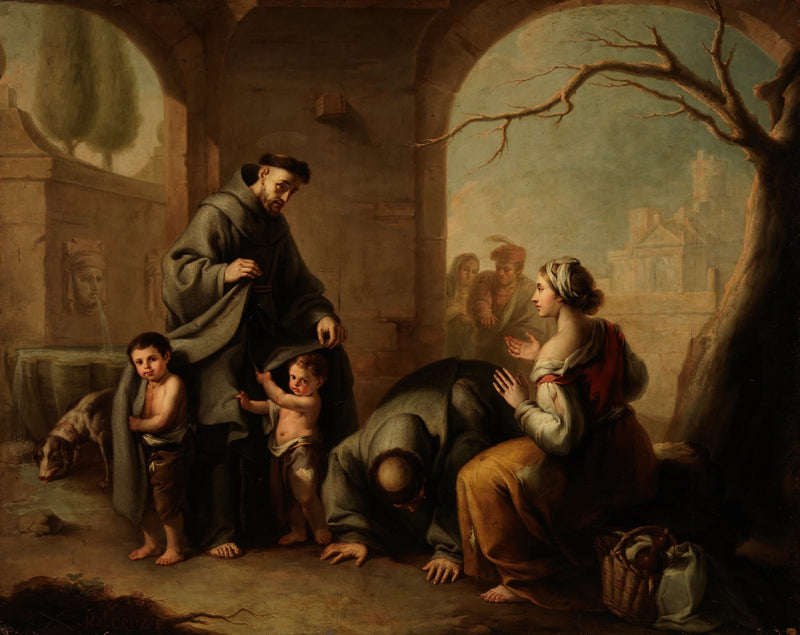 Saint François couvrant des enfants de son habit - Manuel de la Cruz