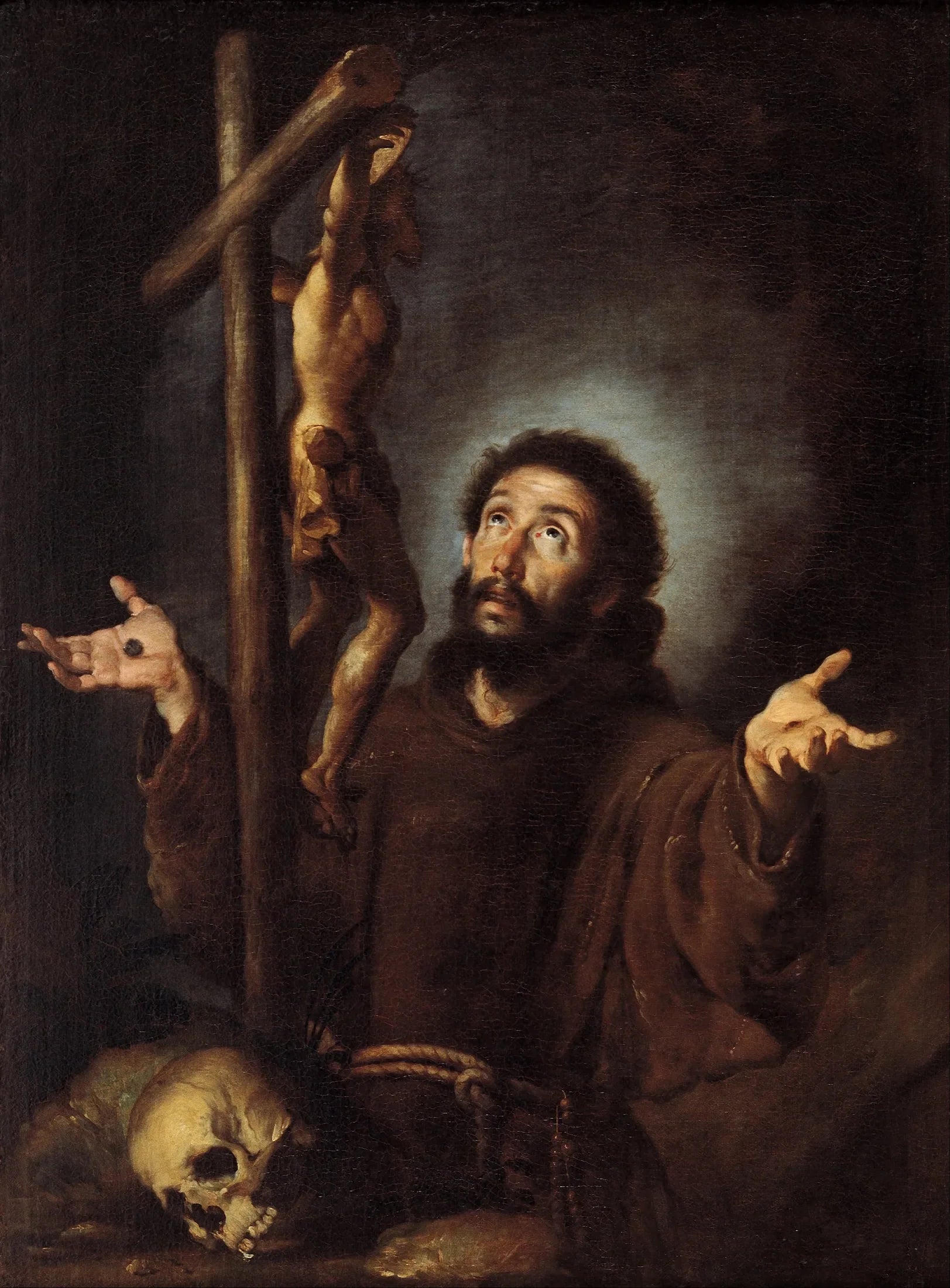 Saint François d'Assise adorant le crucifix - Bernardo Strozzi image 1 tableau peint à l’huile sur toile