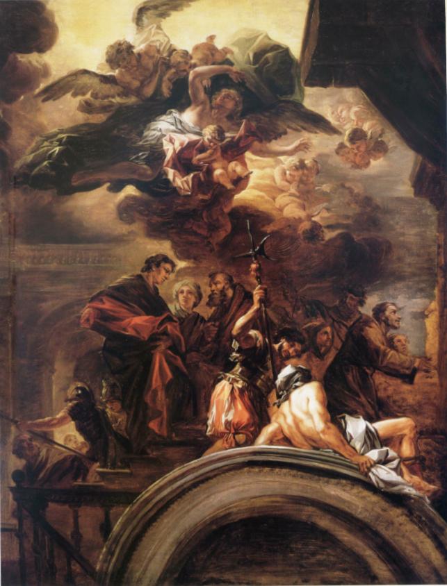 Saint-François devant le pape. - Francesco Solimena image 1 tableau peint à l’huile sur toile
