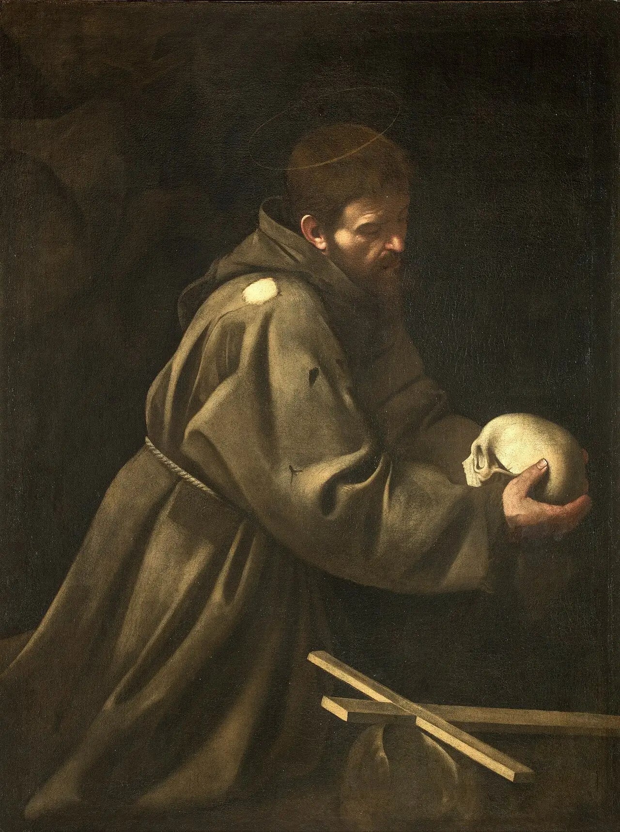 Saint François en méditation - Le Caravage image 1 copie peinte à la main à l’huile