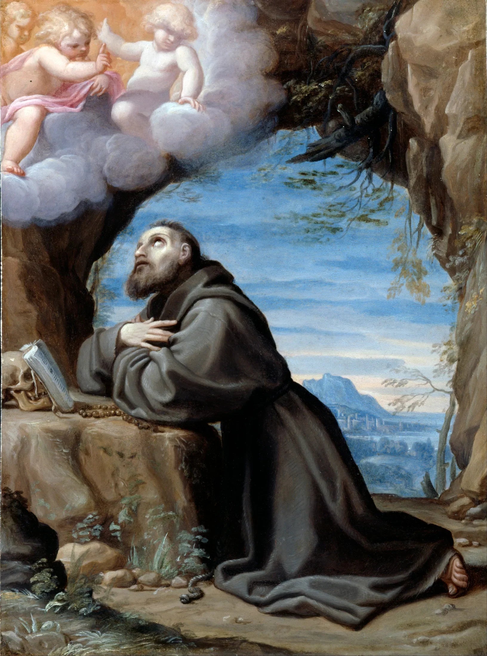 Saint François en méditation - Ludovico Carracci image 1 reproduction de peinture à l’huile