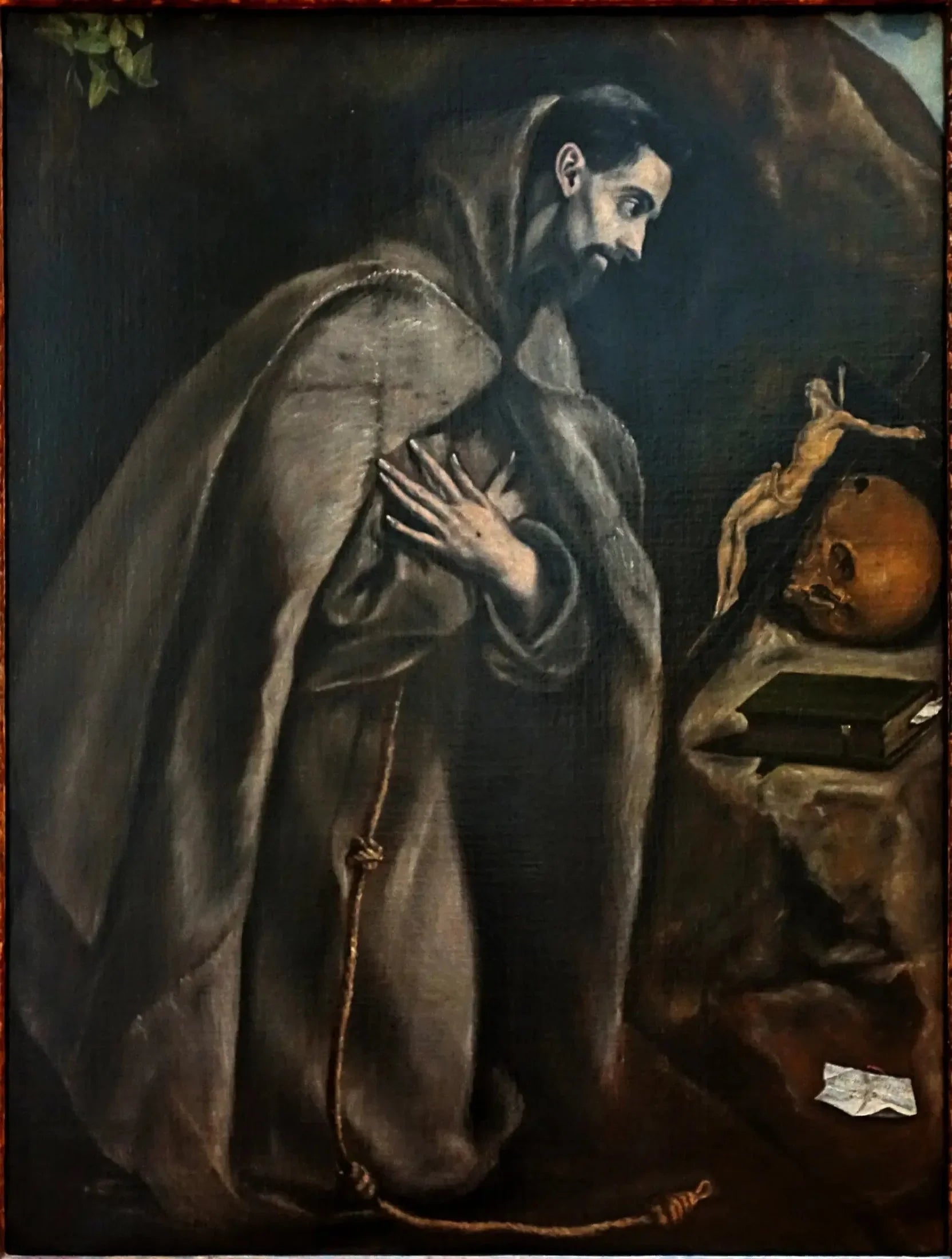 Saint François en prière devant le crucifix - El Greco image 1 copie peinte à la main à l’huile
