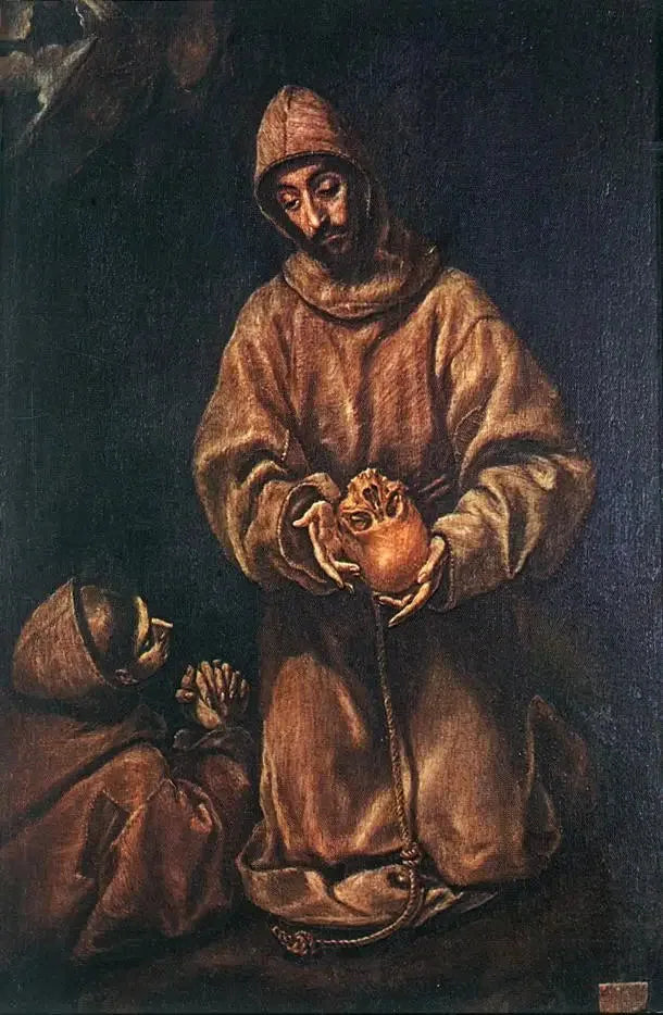 Saint François et frère Léon méditant sur la mort - El Greco image 1 tableau peint à l’huile sur toile