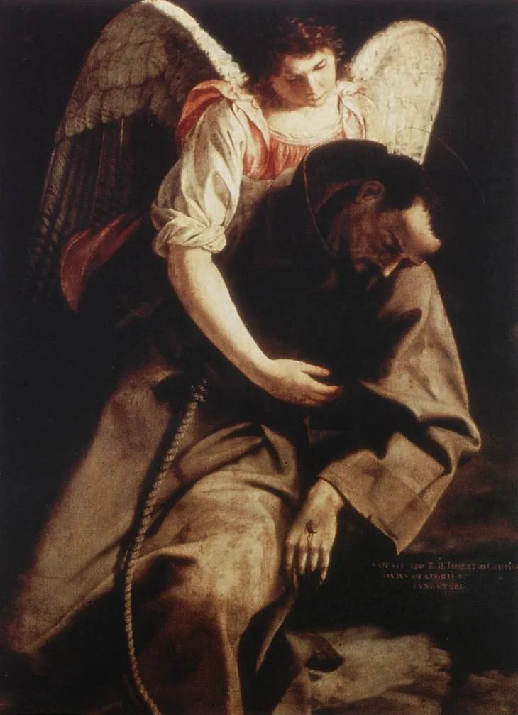 Saint François et l'Ange - Orazio Gentileschi image 1 tableau peint à l’huile sur toile