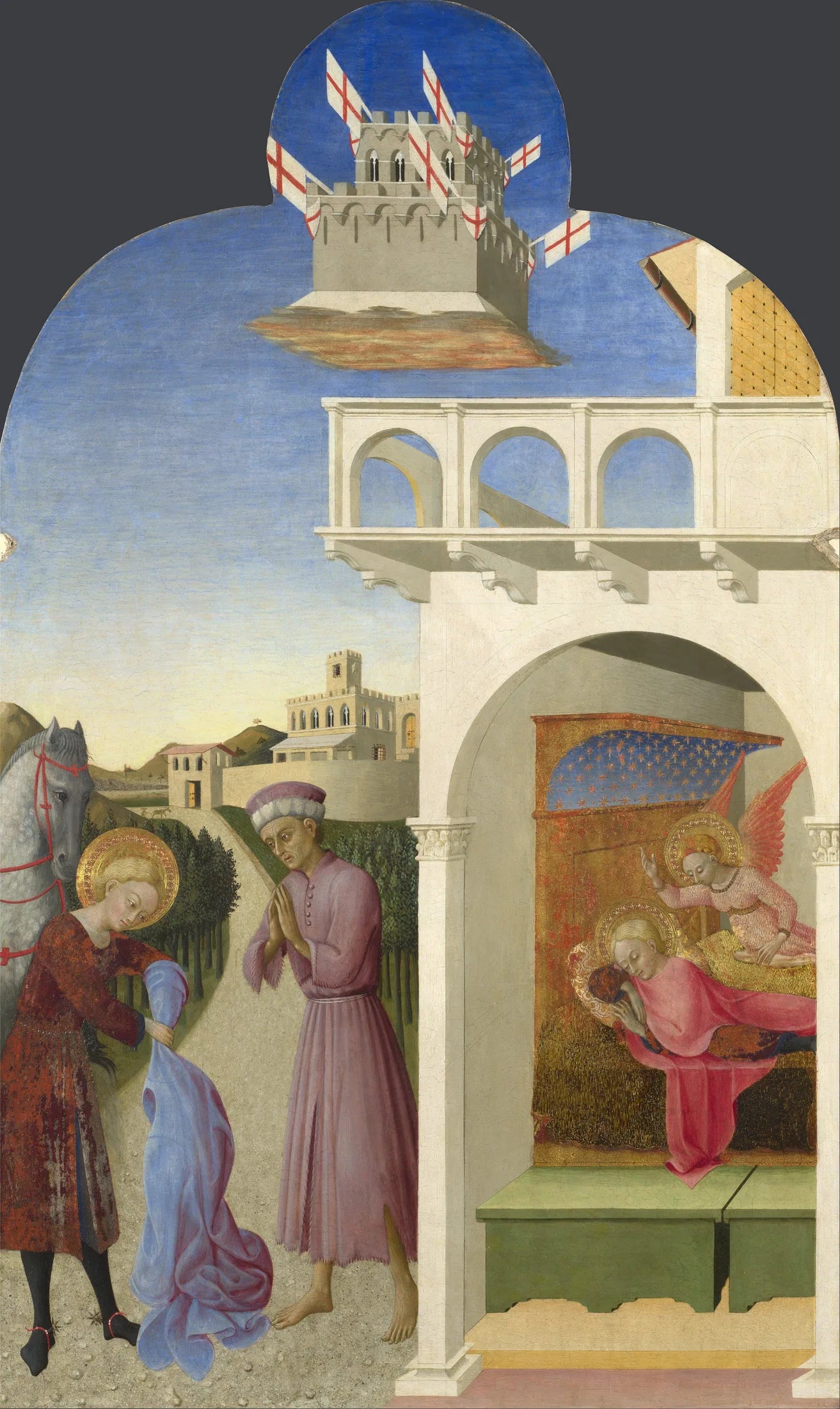 Saint François et le pauvre chevalier, et la vision de François - Stefano di Giovanni (Sassetta) image 1 reproduction de peinture à l’huile