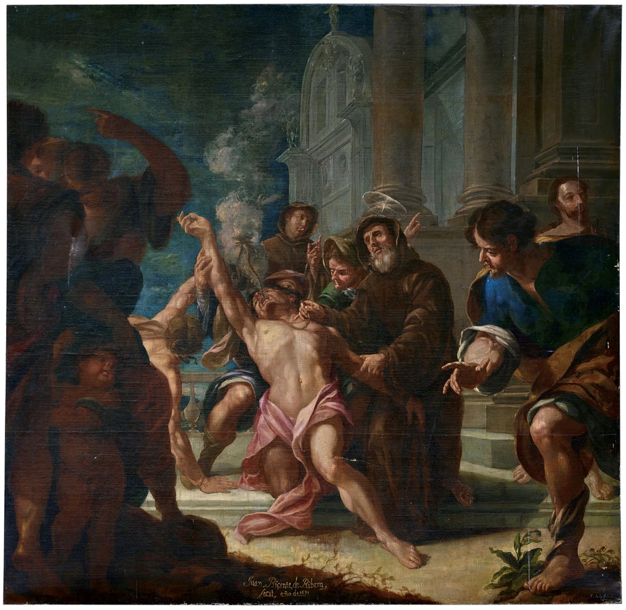 Saint François de Paule guérissant une personne possédée par un démon - Juan Vicente de Ribera